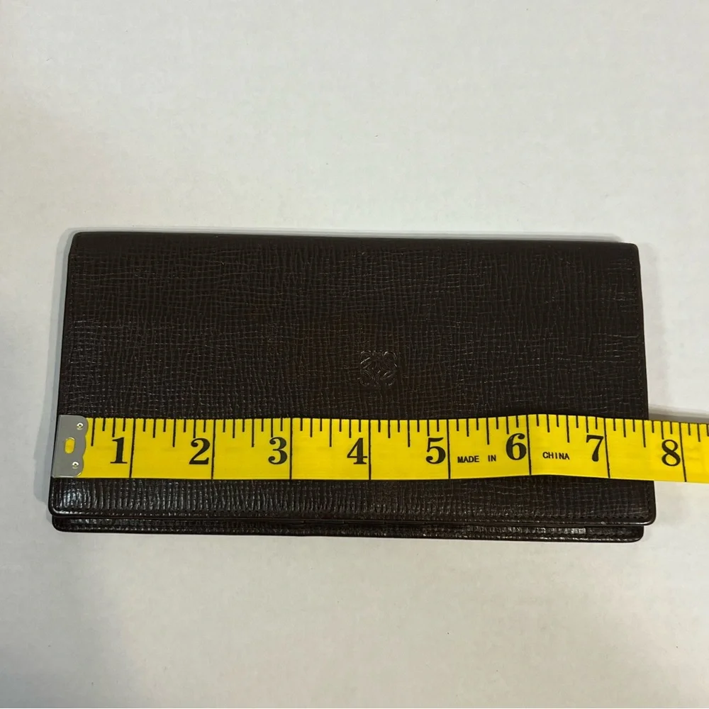Loewe brown‎ leather anagram bifold long wallet